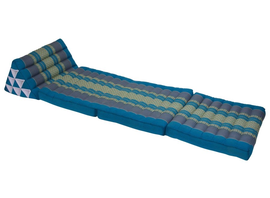 Coussin Thaïlandais Triangulaire Matelas 3 Parties 50x175x8cm Bleu