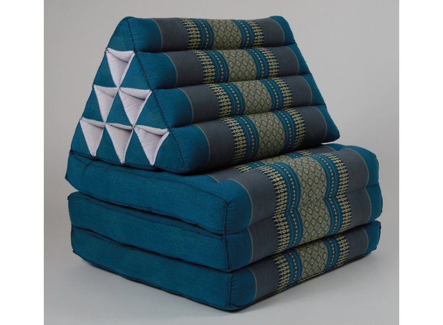 Coussin Thaïlandais Triangulaire Matelas 3 Parties 50x175x8cm Bleu