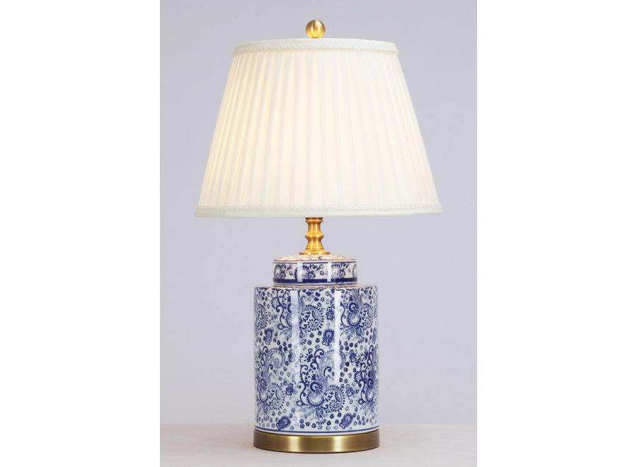 Fine Asianliving Lampe de Table en Porcelaine Chinoise avec Abat-jour Peintes à la Main D.39xH68cm