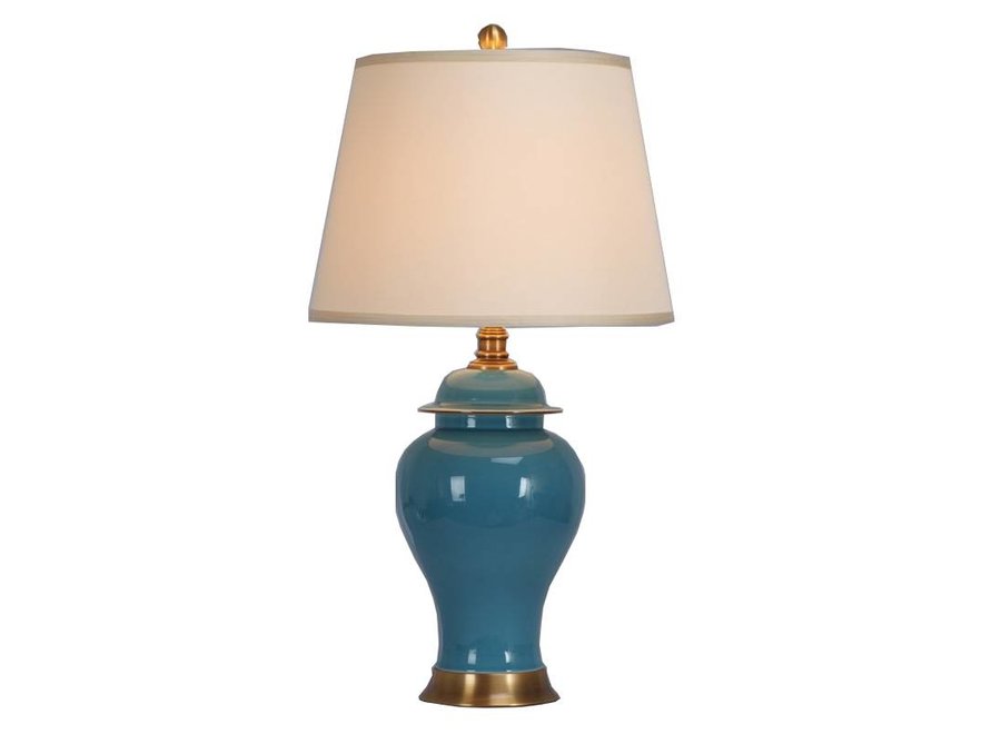 Lampe de Table en Porcelaine Chinoise Turquoise L40xP40xH74cm