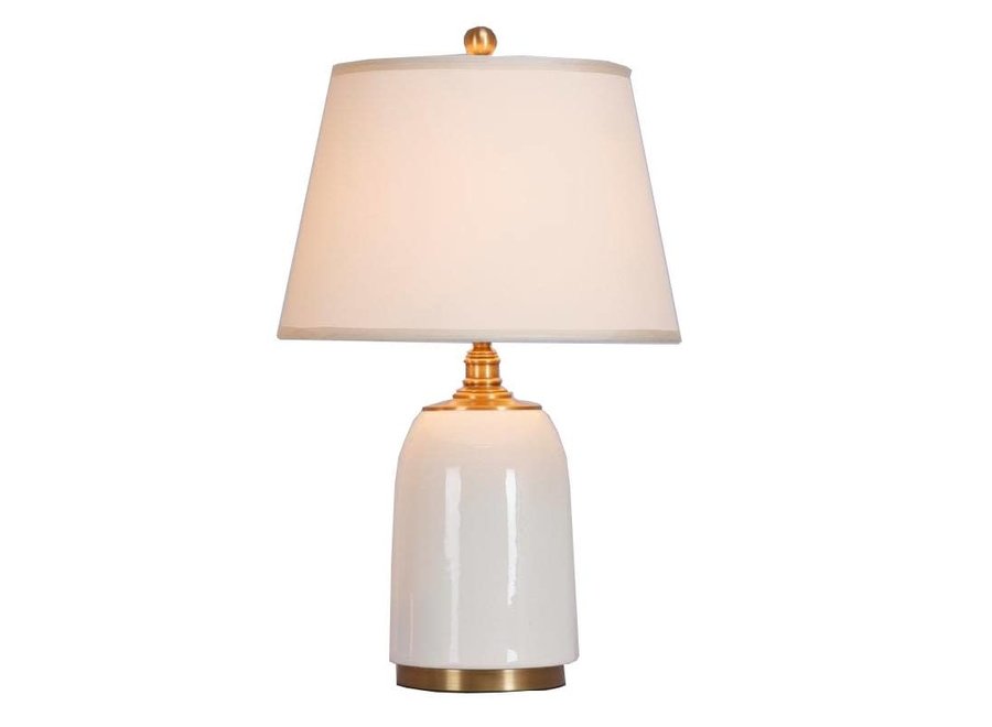Chinese Table Lamp Porcelain with Lampshade Contemporary White W38xD38xH62cm