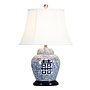 Chinese Table Lamp Porcelain with Lampshade Double Luck W38xD38xH58cm