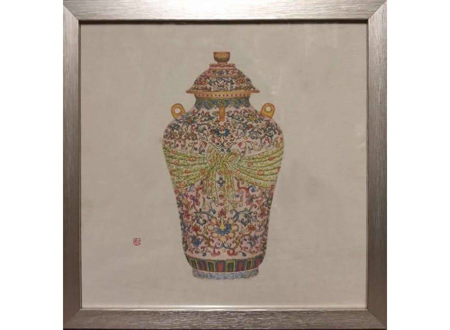 Chinese Painting with Frame Chinese Pot W35xD3xH35cm