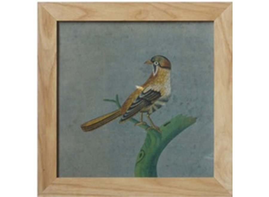 Chinesische Malerei mit Rahmen Vogel auf Ast B42xH42cm