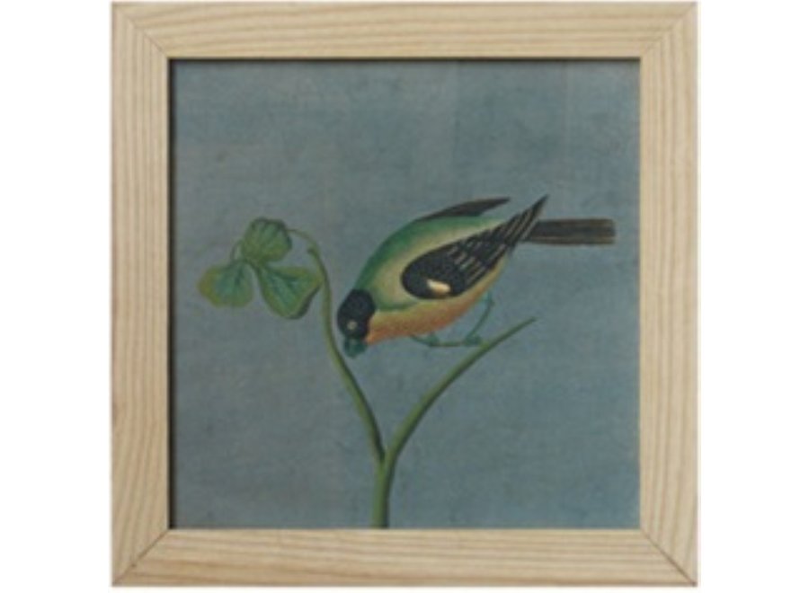 Tableau Chinois avec Cadre Oiseau Sur Branche L42xH35cm