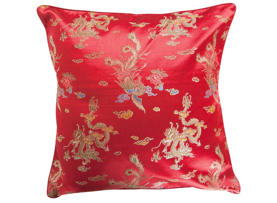 Fine Asianliving Chinese Cushion Cover Red Dragon 40x40cm Without Filling