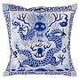 Chinesischer Kissenbezug Handbestickter Weißer Drache 45x45cm Ohne Füllung