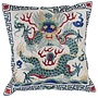 Chinese Cushion Cover 40x40cm Hand-embroidered White Dragon without Filling