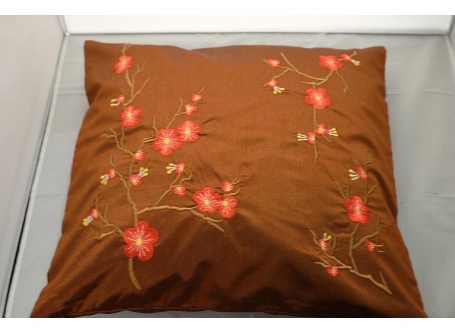 Chinese Cushion Cover 40x40cm Sakura Brown without Filling