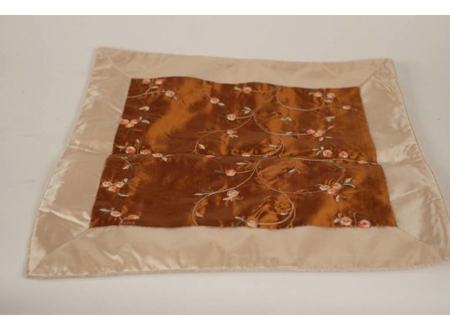 Chinese Cushion Cover Flowers Brown 45x45cm Without Filling