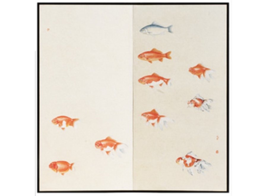 Chinese Room Divider 2 Panels W120xH180cm Orange Fish