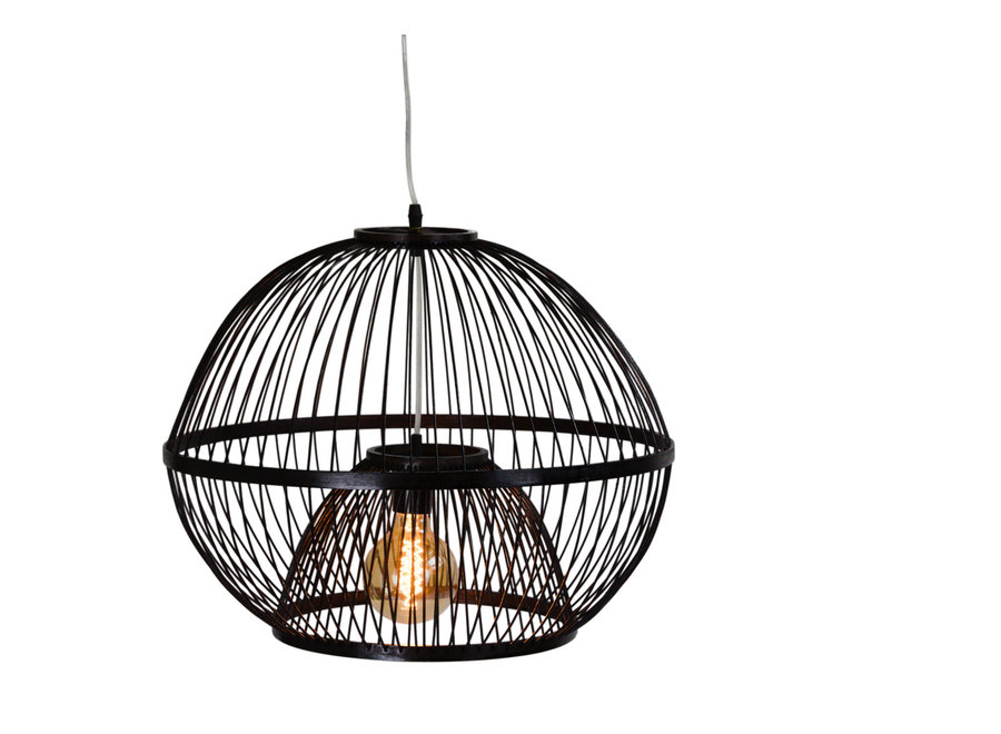 Bamboo Pendant Lamp Black Ceiling Lampshade Handmade - Lucas W50xD50xH40cm