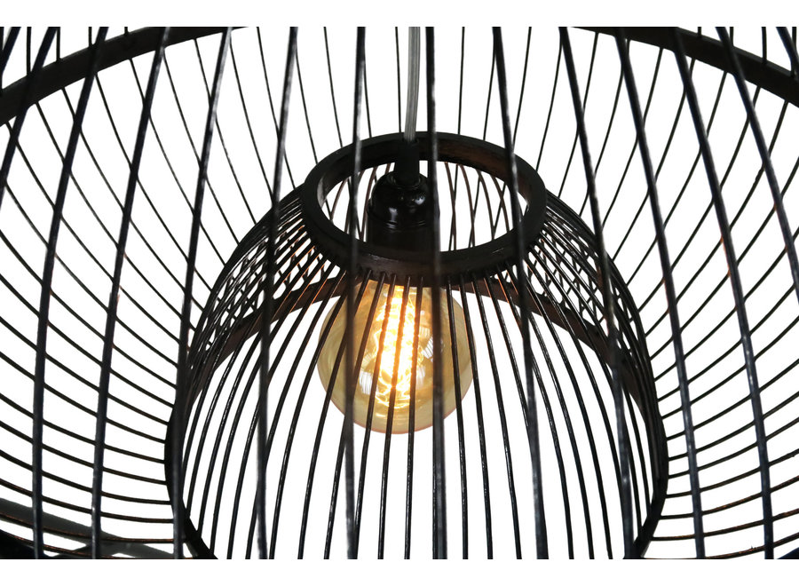 Bamboo Pendant Lamp Black Ceiling Lampshade Handmade - Lucas W50xD50xH40cm