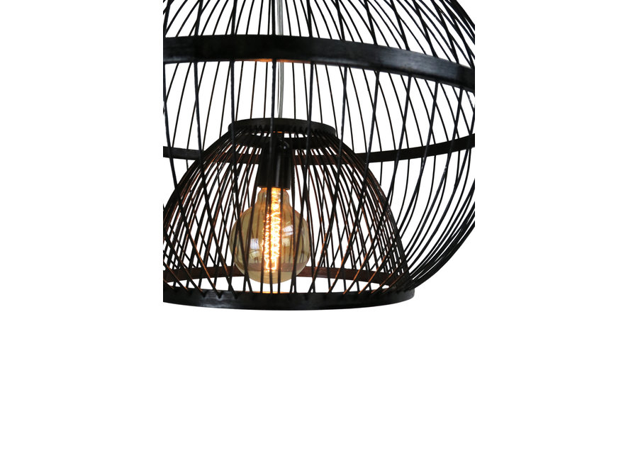 Bamboo Pendant Lamp Black Ceiling Lampshade Handmade - Lucas W50xD50xH40cm