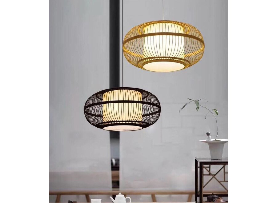 Bamboo Pendant Lamp Black Ceiling Lampshade Handmade - Jake