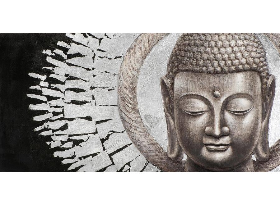 Pintura Cara de Buda Fondo Negro Paisaje Lámina de Metal 3D An140xAl70cm