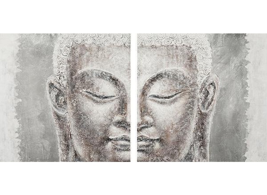Buddha Painting Wanddekoration 3D Metallfolie Zweiteilig B200xH100cm