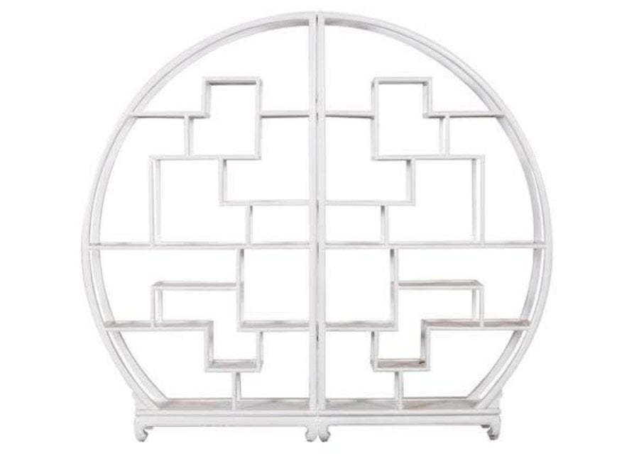 Chinese Round Open Display Cabinet White W176xD26xH192cm