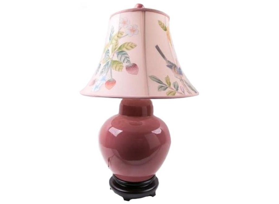 Lampada da Tavolo Cinese in Porcellana Dipinta a Mano Rosa L39xP39xA68cm