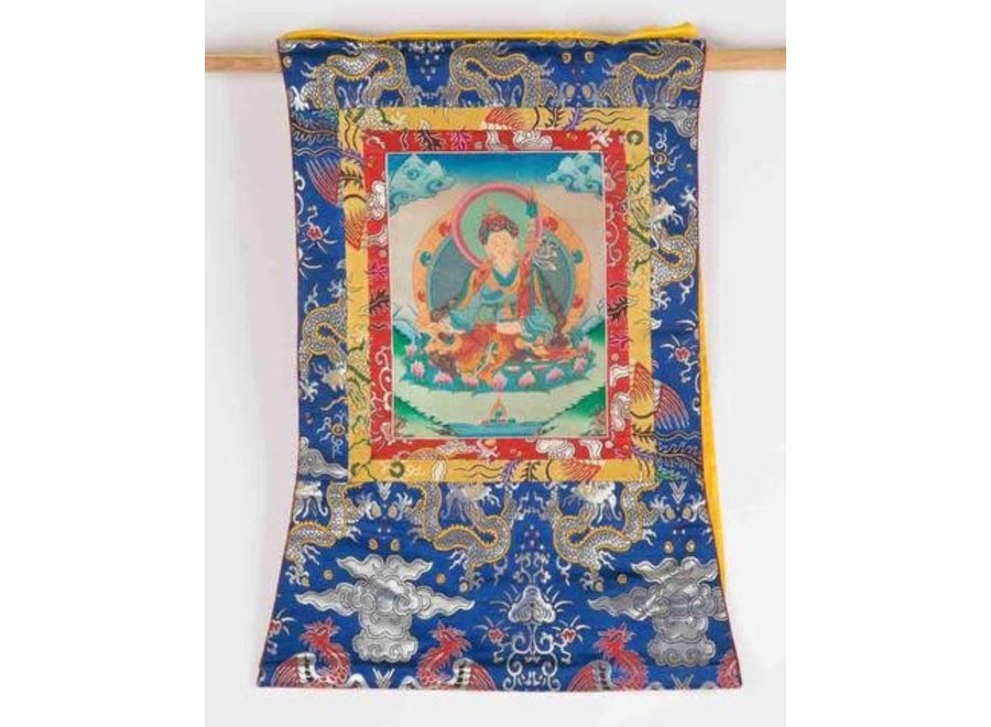 Thangka Tibétain Antique Peint et Brodé à la Main L60xH80cm