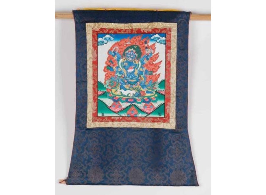 Antique Tibetan Thangka Mahakala Hand-painted and Embroidered W60xH80cm