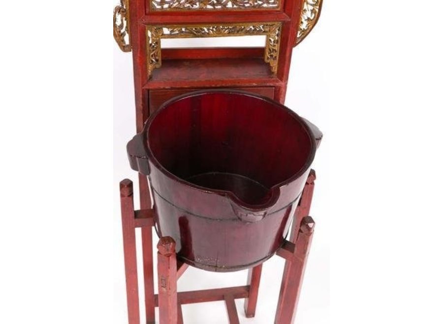 Antico Tavolo Rosso Cinese per Lavabo L42xH153xP52cm