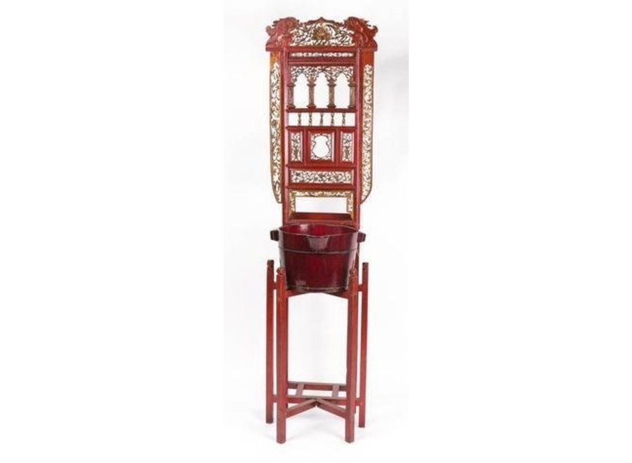 Antico Tavolo Rosso Cinese per Lavabo L42xH153xP52cm