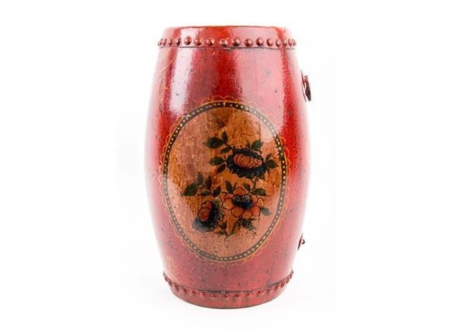 Antike Chinesische Trommel Handbemalten Rot