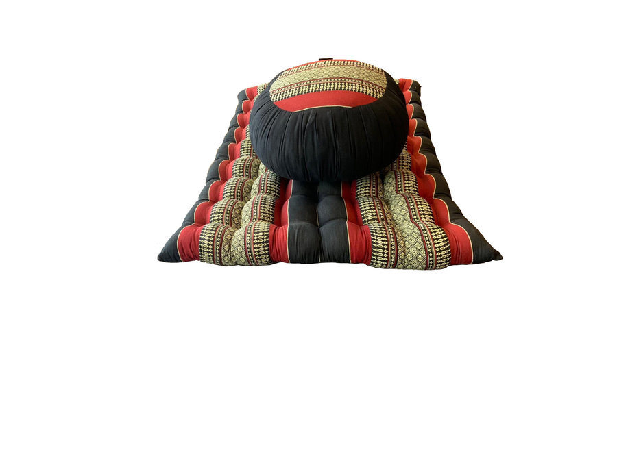 Ensemble Coussin de Meditation (Diam40xH20cm) et Matelas Thaï (76x72cm) Rouge