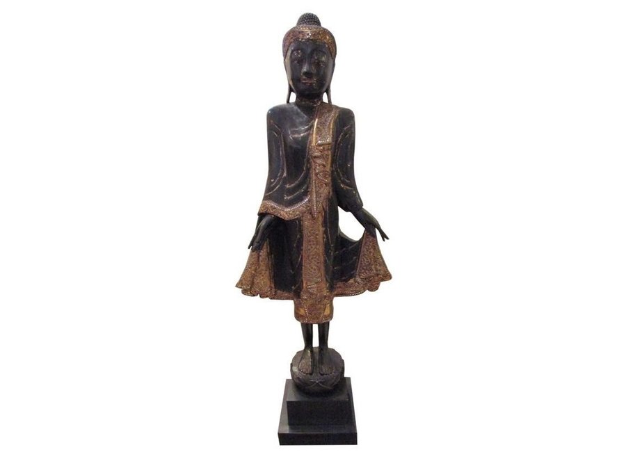 Brown Buddha On Stand with Mirror-Like Details