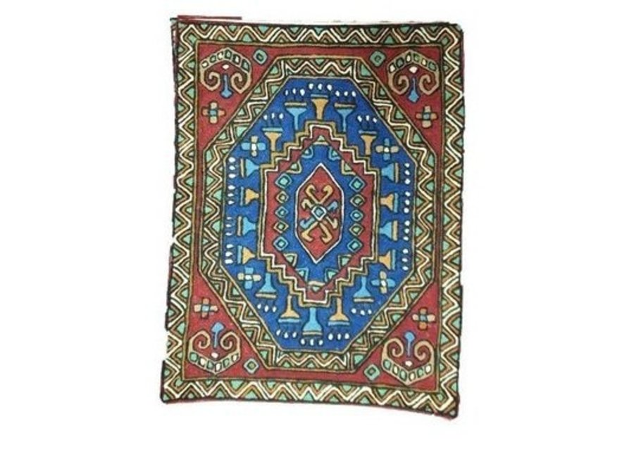 Fine Asianliving Large Cushion Nepal Abstract Flowers Red, Green and Blue and Cross