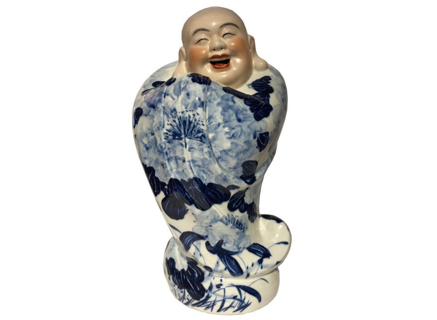 Bouddha Chinois Porcelaine Peinte à La Main L20xP15xH40cm