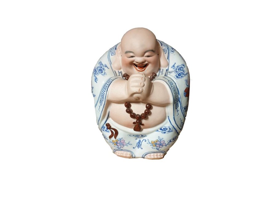 Bouddha Chinois Porcelaine Peinte à La Main L21xP20xH26cm