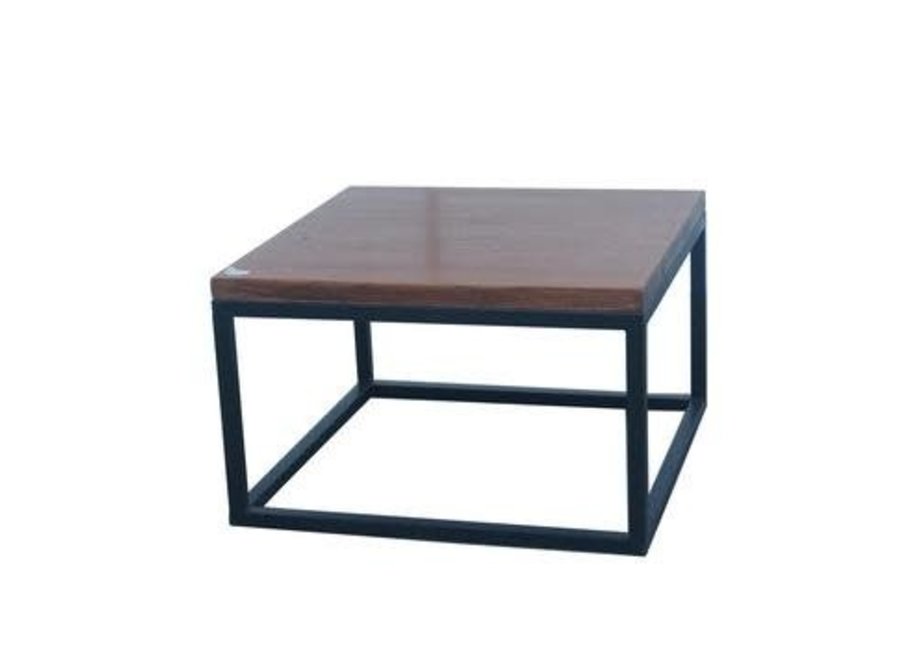 Tavolino Cinese Moderno in Legno e Acciaio Nero L65xP65xA40cm