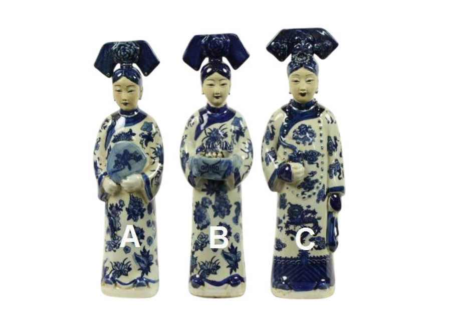 Estatuilla de Porcelana De La Emperatriz China, Tres Concubinas, Estatuas de La Dinastía Qing, Juego Hecho a Mano/3