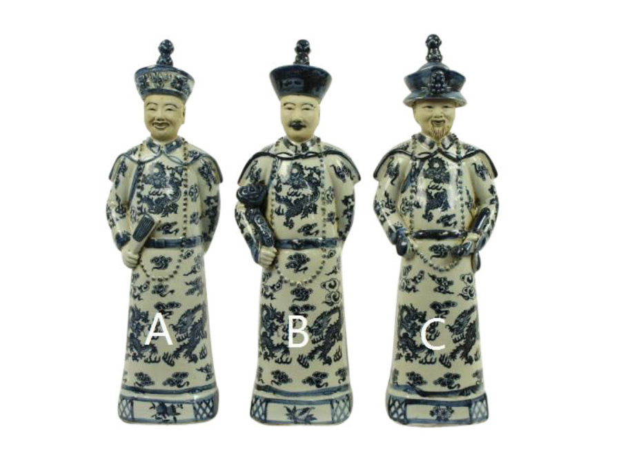 Estatuilla de Porcelana Del Emperador Chino, Estatuas De La Dinastía Qing de Tres Generaciones, Juego Hecho a Mano/3 An12xP10xAl42cm