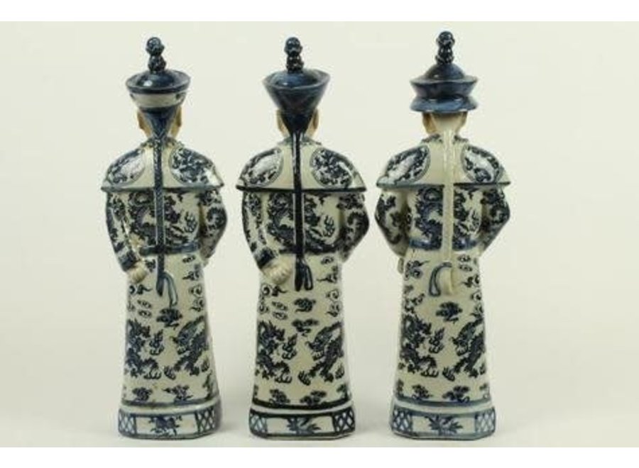 Estatuilla de Porcelana Del Emperador Chino, Estatuas De La Dinastía Qing de Tres Generaciones, Juego Hecho a Mano/3 An12xP10xAl42cm