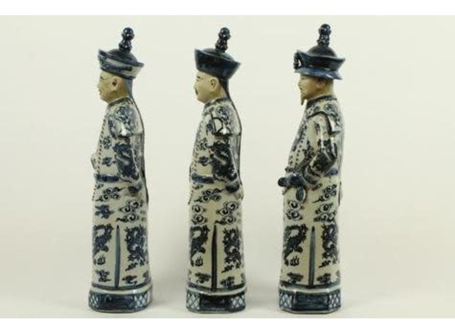 Estatuilla de Porcelana Del Emperador Chino, Estatuas De La Dinastía Qing de Tres Generaciones, Juego Hecho a Mano/3 An12xP10xAl42cm