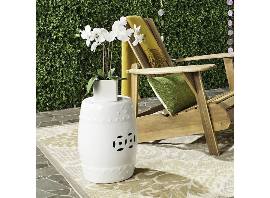 Sgabello in Ceramica Cinese Bianco D33xH46cm