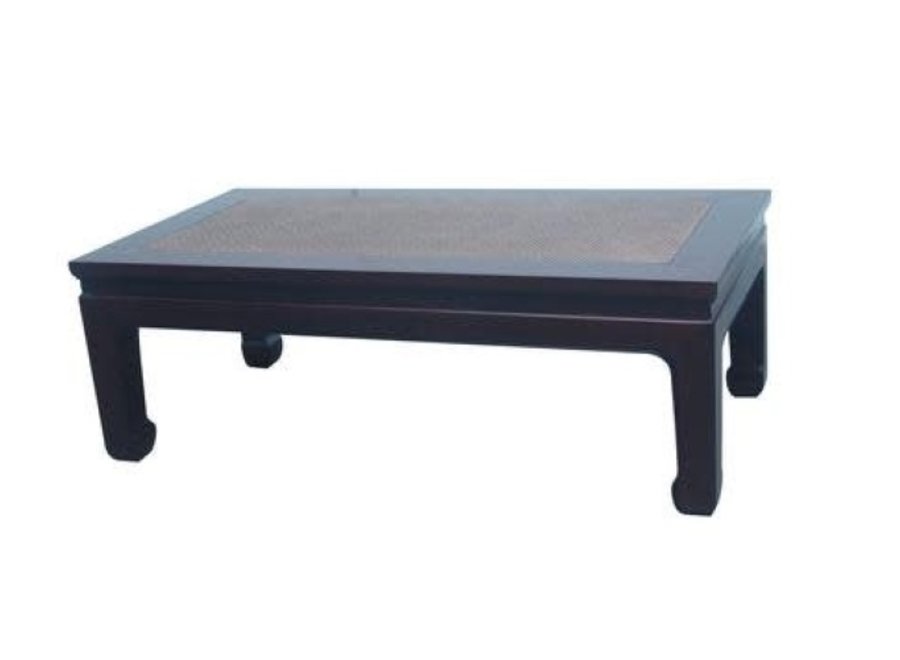 Table Basse Chinoise en Bois Bambou Bleu L132xP70xH45cm