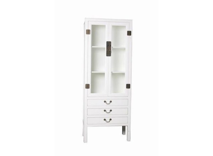 Bibliothèque Étagère de Rangement Chinoise Blanc L70xP40xH182cm