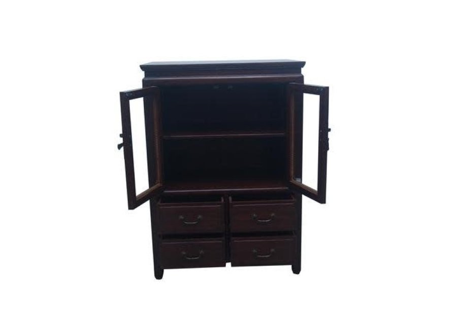 Libreria Vetrina Cinese con Porte di Vetro Marrone L82xP48xA115cm