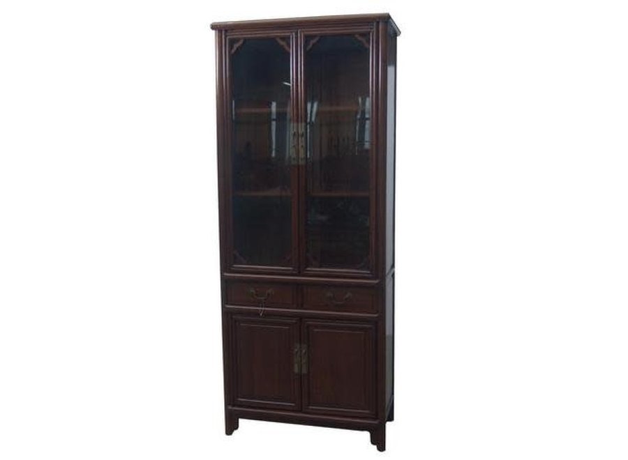 Bibliothèque Vitrine Chinoise Brune L80xP39xH190cm