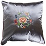 Coussin Chinois Gris Fleurs 40x40cm