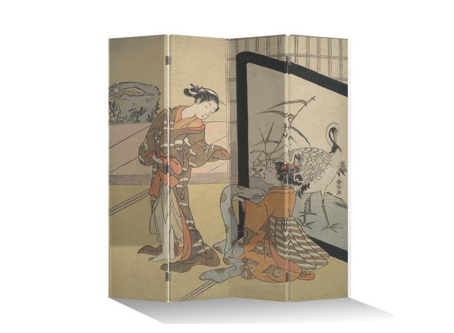 Japanese Oriental Room Divider Folding Privacy Screen 4 Panels W160xH180cm Japanese Women