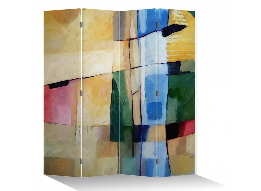 Room Divider Privacy Screen 4 Panels W160xH180cm Oil Painting Style Abstract