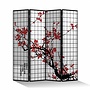 Biombo Japones Separador Anch.160xAlt.180cm Flores de Cerezo Negro
