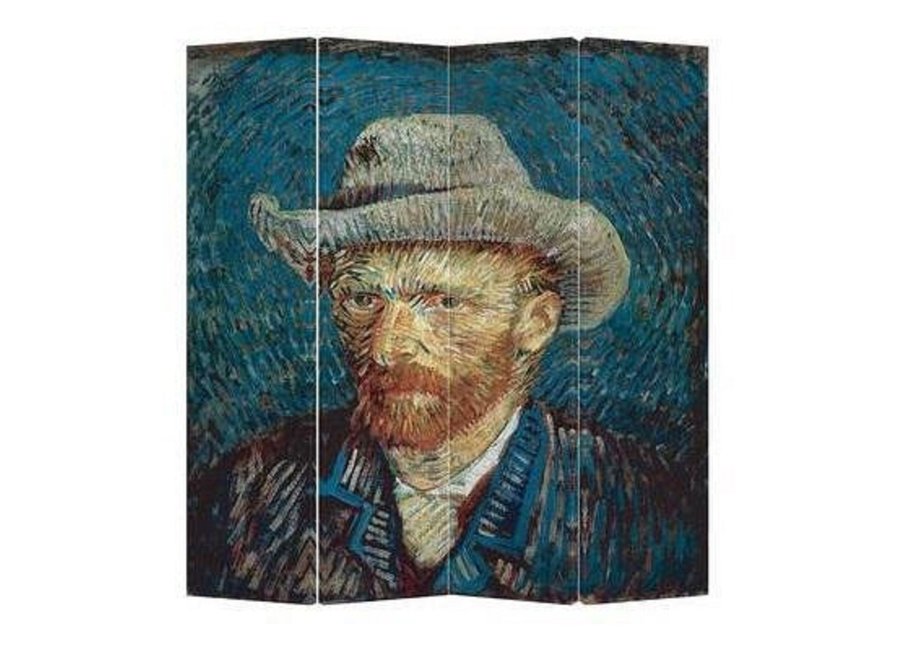Paravento Separè Divisorio Interno L160xA180cm Van Gogh Autoritratti 4 Pannelli