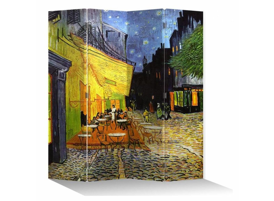 Paravento Separè Divisorio Interno L160xA180cm Van Gogh Terrazza del Caffè di Notte 4 Pannelli