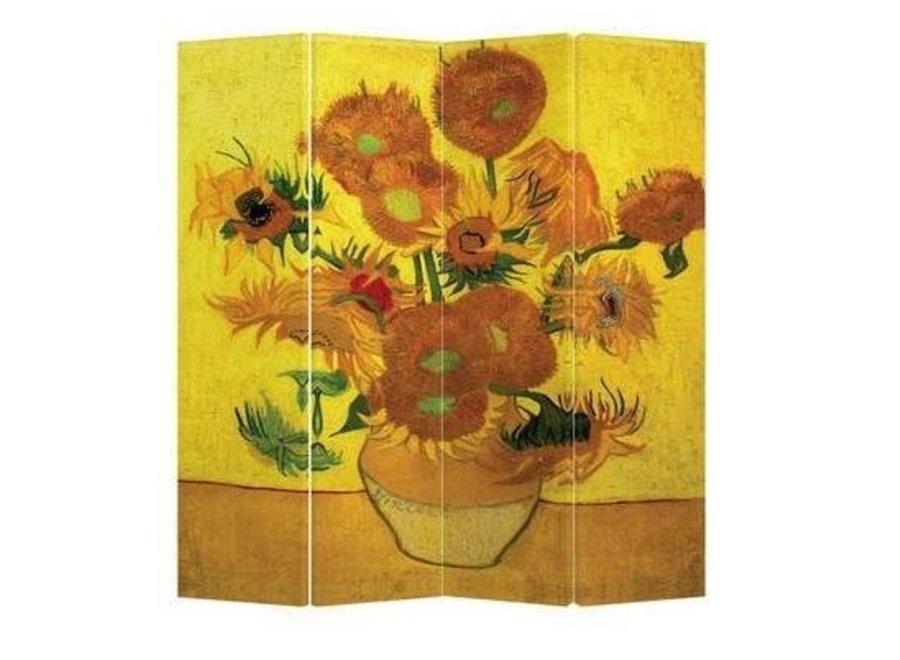 Biombo Separador Anch160xAlt180cm Van Gogh Girasoles 4 Paneles